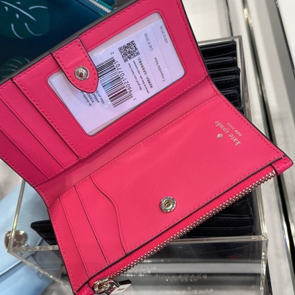 Kate Spade Leila Small Slim Bifold Wallet Bikini Pink Color - Picture 13 of 16